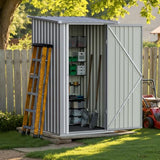Greesum 3×3FT Outdoor Storage Shed, Metal Patio Storaged Sheds with Lockable Doors, Sheds & Outdoor Storage for Backyard, Pool and Garden, Gray Greesum
