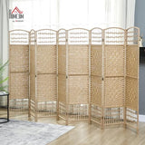 HOMCOM 8 Panel Room Divider, Folding Privacy Screen, 5.6' Room Separator, Wave Fiber Freestanding Partition Wall Divider, Natural HOMCOM