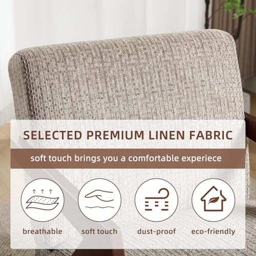 INZOY Accent Chairs Set of 2, Mid Century Modern Accent Chair with Wood Frame, Upholstered Reading Armchair with Soft Linen Fabric, Accent Chair for Living Room Bedroom Apartment, Easy Assembly, Brown INZOY