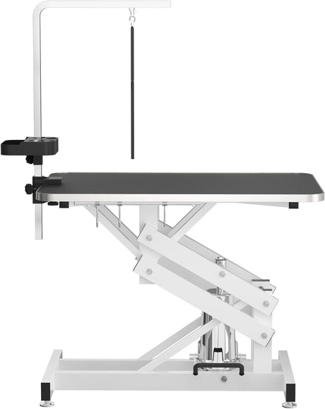 APRILSOUL 42" Hydraulic Pet Grooming Table w/Anti-Static Table Top, Heav Duty Z-Lift Dog Grooming Table/21-36 w/Armrests/Leash Covers/Tool Organiyzers/Hooks, Weight Capacity 330LBS Black APRILSOUL