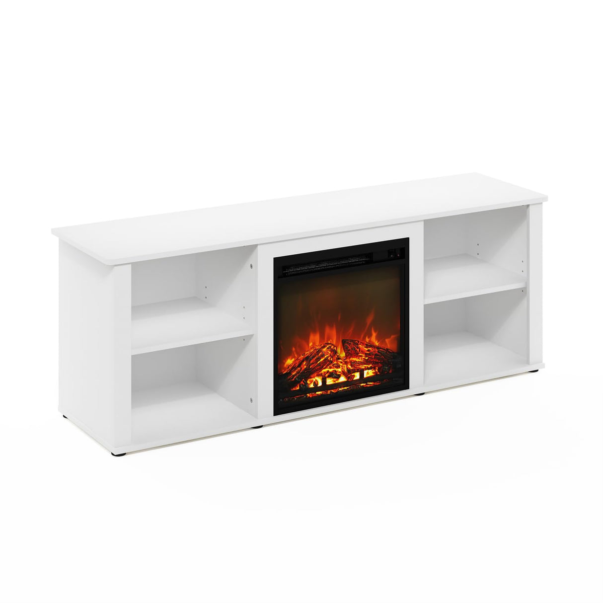 Furinno Classic 60 Inch TV Stand with Fireplace, Solid White Furinno