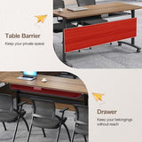 Folding Conference Room Table, Modern Conference Tables with Wheels, Large Rectangular Mobile Training Tables for Office Classroom, Foldable Modular Boardroom Seminar Table Walnut (4pack L63in) JNMDLAKO