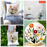 Zhenqing Flower Embroidery Kit for Beginners, Floral Hand Embroidery Starter Kit with Pattern, Wildflower Needlework Craft Set with Cotton Fabric, Hoop, Threads, Needles and Embroidery Tools (C0125)