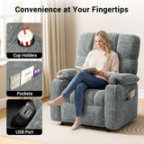 AMADA HOMEFURNISHING Power Recliner Chair for Adults, Infinite Adjustable Chenille Electric Recliner with Cup Holder, Remote, USB Port, Side Pockets & Thick Seat Cushion, for Living Room & Bedroom