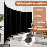 Room Divider Folding Privacy Screens with Wheels, 6FT Tall Divider for Room Separation, Movable Room Partitons and Dividers, Indoor Room Dividers Panel with Fabric (Black, 6 Panel-132‘’-Wheels) HOMSCREENER