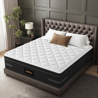 UniPon Firm Full Mattress 14 Inch Deep Sleep Hybrid Mattress with Extra Back & Hip Support, Motion Isolation with Fiberglass-Free, CertiPUR-US Certified, 365-Night Trial