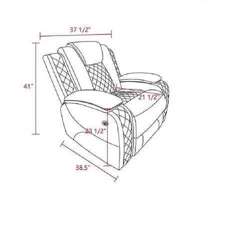 AYCP Multifunction Power Air Leather Recliner Sofa Set with LED Lights, Living Room Furniture, Reclining Sofa, loveseat, Chair with USB Port/Storage (Black, Loveseat+2 Chairs) AYCP