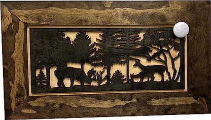 Bellewood Designs Decorative Deer Scene Wall-Mounted Secure Hidden Gun Cabinet - Concealed Gun Safe To Securely Store Your Gun & Home Self Defense Gear - WoodArtSupply