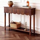UACSYBH Wood Scalloped Console Table with 3 PCS Drawers, Narrow Entryway Table with Storage Shelf, Mid-Century Hallway Accent Table, Behind Couch Sofa Table Space-Saving (46.4" - 3 Drawers) UACSYBH