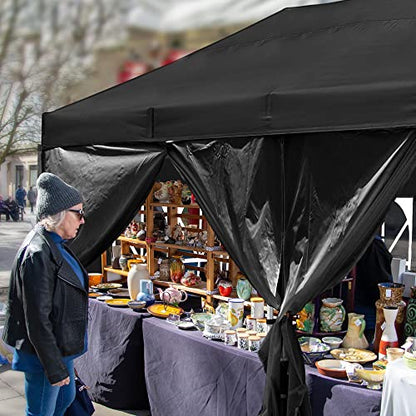 Yescom 10x20' Heavy Duty Enclosed Pop Up Canopy Folding with 4 Sidewalls for Outdoor Event Vendor Farmer Flea Market Tent - WoodArtSupply