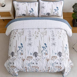 Dobuyly Blue Quilt California King Size Floral Botanical King Quilt Bedding Set 3 Pieces Soft Lightweight Microfiber Flower Bedspread Coverlet Set for All Season, 112"x96" Dobuyly