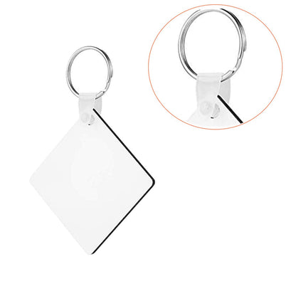 alblinsy hefei 10pcs DIY Sublimation Double-Sided Heat Transfer Keychain Blanks Wooden Hard Board Key Rings White Blank MDF Key Chain for Heat Press(square)