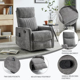High Back Massage Recliner with Heat - Swivel Rocking Chair for Small Spaces, Manual Lazy Boy Recliner for Adults, Perfect for Living Room & Bedroom, Soft Fabric (Dark Gray)
