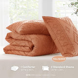 Comfort Spaces Comforter for Queen Size Bed, Geometric Diamond Tufted Boho Comforter Set Queen, All Season Lightweight Bedding Set, Matching Sham, Full/Queen Terracotta 3 Piece Comfort Spaces