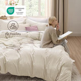 Bedsure Oat Milk Duvet Cover Queen Size - 3 Pieces Prewashed Cotton-Like Polyester Extra Soft Bedding Set, Includes 1 Duvet Cover 90x90 Inches with Zipper Closure & 2 Pillow Shams, No Comforter Bedsure