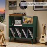 LELELINKY Large Record Player Stand, Turntable Stand with Storage, Vinyl Record Holder with Display Area, Record Player Table Holds Up to 300 Albums, Record Stand for Music Room Living Room LELELINKY