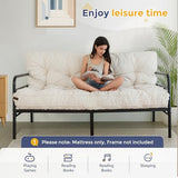 MAXYOYO 6" Futon Mattress Full Size, Tufted Futons Sofa Couch Bed with Twisted Rope Design Edging, Thick Corded Fabric Floor Mattress for Adults, Shredded Foam Filling (Frame Not Included), Beige MAXYOYO