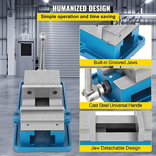 VEVOR Non Swivel Milling Lockdown Vise 4 Inch Precision Bench Clamp 100mm Width Drill Press Clamp 4 Inch Jaw Opening for Finishing Milling Machines VEVOR