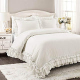Lush Decor Ella Ruffle Lace Comforter, 2 Piece Set, Twin, Ivory - Cute Comforter - Twin Bedding Set - White Bedding - Coquette Decor - White Lace Trim - Ruffle Trim Lush Decor
