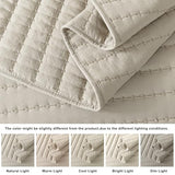 ROARINGWILD Neutral Beige Queen Size Quilt Bedding Sets with 2 Pillow Shams, Full Lightweight Soft Bedspread Coverlet, Quilted Blanket Thin Comforter Bed Cover for All Season, 3 Pieces, 90x90 inches ROARINGWILD