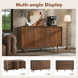 Nasonet Mid Century Modern Buffet Cabinet with Storage, 55 Inch Sideboard Credenza with Doors & Shelves Console Coffee Bar Table for Living Room, Kitchen, Dining Room and Hallway, Walnut Nasonet