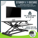 TechOrbits Standing Desk Converter - 32 Inch Adjustable Sit to Stand Up Workstation, Particle Board, Dual Monitor Desktop Riser with Keyboard Tray, for Home Office Laptop, Black 32" TechOrbits