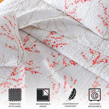 Great Bay Home Floral Full/Queen Quilt Set with Shams, Pink Floral Bedding Set, All-Season, Lightweight Bedspread. Reversible, Farmhouse Bedding. (Full/Queen, Sakura) Great Bay Home