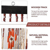 ANMINY Wood Bamboo Beaded Curtain 2 Panels Wooden Hanging Room Divider 52 Strands Decorative Handmade Door Bead Curtains Wall Panel Blinds for Doorway Restaurant Home Decor 35" x 76" - Wave Flower ANMINY