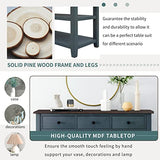 Vintage Console Table Modern Solid Wood Frame Sofa Table with 2 Tier Open Shelves and Top Storage Drawers Entryway Table for Living Room, Hallway, Front Hall, Stairs Area, Easy Assembly Knocbel