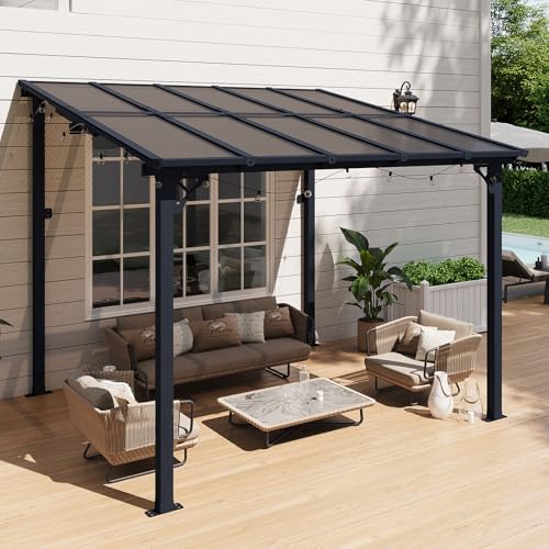 Aoxun 8' x 10' Gazebo for Patio, Gazebo Pergola with Sloped Roof, Large Wall-Mounted Heavy Duty Awnings, for Backyard, Deck, Patio - WoodArtSupply