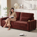 COPIAE Loveseat Sofa, Larger Couch Velvet Fabric with Storage, Charging Ports, Heightened Backrests, Removable Cover Modern Comfy Couches Easy Assembly for Living Room, 88 Inch Burgundy COPIAE