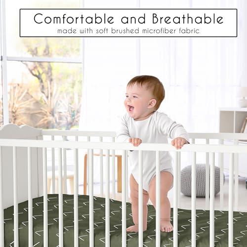Sweet Jojo Designs 4-Piece Baby Crib Bedding Set (Boho Chic) for Boys or Girls, Infants/Nursery incl. Cotton Blanket, Fitted Sheet, Skirt, Diaper Stacker (Sage Green, Gender Neutral, Unisex Farmhouse) Sweet Jojo Designs