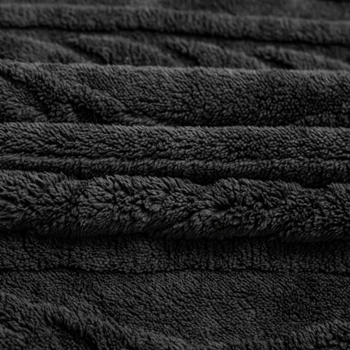 YUSOKI Queen Size Blanket Single Layer,Weight(4.4lb),370GMS-3D Stylish Design for Gift Home Decor (Black,90"x90") YUSOKI