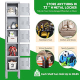 INTERGREAT Metal Locker for School Office Gym Metal Storage Locker Cabinet for Employees Students Steel Locker Triple Tier with 5 Door Gray INTERGREAT