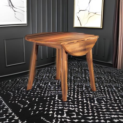Signature Design by Ashley Berringer Dining Room Round Drop Leaf Table, Rustic Brown Signature Design by Ashley