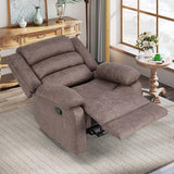 ANJ Manual Recliner Chair for Adults, Faux Leather Reclining Chair with Padded Arms and Overstuffed Backrest, Single Recliner Sofa for Living Room, Coffee Brown
