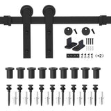 WINSOON 13FT Barn Door Hardware Kit: Single Sliding Door Hardware - Heavy Duty Black Barn Door Track Kit - Carbon Steel Sliding Barn Door Rail - J-Shape Easy to Install for 83" Closet Panel(No Door) WINSOON