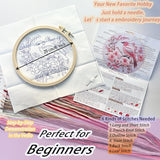 FONNUY Embroidery Kit for Beginners, Hummingbird Flowers Pre-Stamped Pattern Kits for Adults with Hoop, Easy to Follow Color Thread Needlework, 8''Hoop (Lightpink)