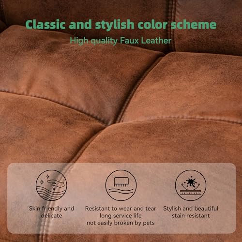 Opoiar 71" L Covertible Futon Sofa Bed,Faux Leather Futon Couch, Memory Foam Modern Loveseat Sleeper, Small Splitback Sofa Couches for Living Room,RV,Home Office,Apartment,Brown Opoiar