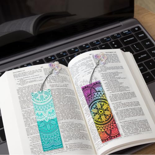 SULUNMO Diamond Art Bookmarks Kits for Adults,DIY Small Diamond Painting Bookmark, 5D Diamonds Dot Craft Making for Book Lovers(3Pcs Kaleidoscope-7) Sulunmo