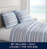 Nautica - Twin Quilt Set, Soft & Breathable Cotton Bedding with Medium Weight Feel, Reversible 2 Piece Bed Set with Matching Pillowcase (Jettison Grey)