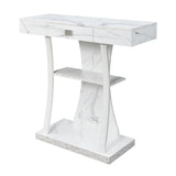 Convenience Concepts Newport Console Table with Shelves, White Faux Marble/White Convenience Concepts
