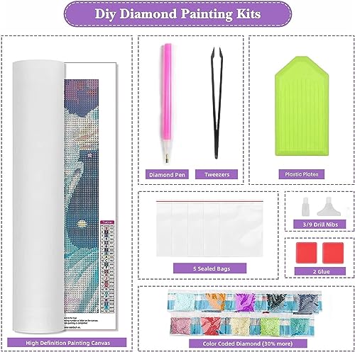 Cherry Blossom Girl Diamond Art for Adults, 50x70cm Large Diamond Painting 5D DIY Full Drill Square Paint By Numbers Gem Art Supplies Pictures for Home Fall Decor Wall Art Gifts 20x28in W-5170 Wenpeef