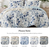 Regency Heights Lightweight Seersucker Botanical Queen Size Comforter Set, 3 Pieces Reversible Design Bed Comforter, Premium Microfiber Bedding Set, Comforter and Shams Set, Blue Regency Heights