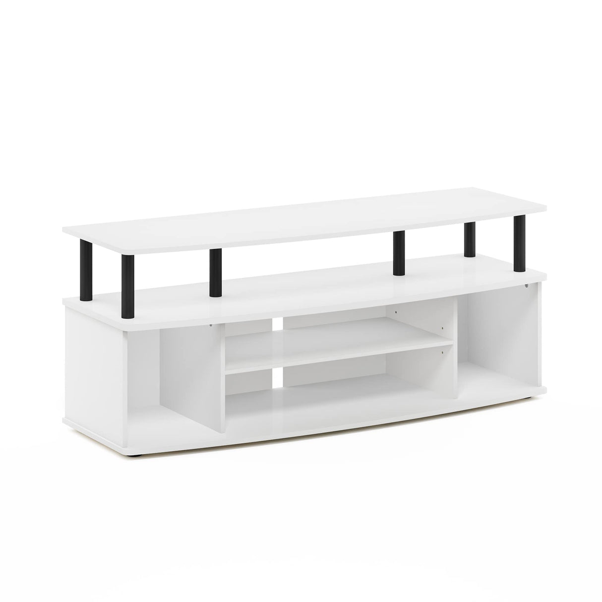 Furinno Jaya Large Entertainment Center Hold up to 55-in TV, Inch, White/Black Furinno