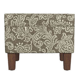HomePop Home Decor |K7646-A880| Upholstered Modern Rectangular Storage Ottoman | Hinged Lid Ottoman with Storage for Living Room & Bedroom, Brown Jacobean Print HomePop