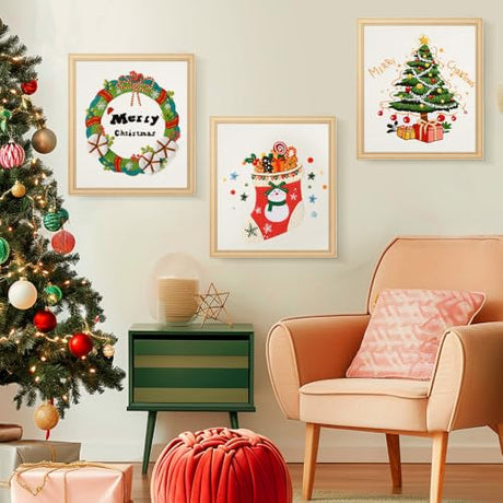 Christmas Embroidery Kits: 3 Pack Cross Stitch Kit for Beginners Adults, DIY Ornaments Craft Kit with All Tools & Instructions, Stamped Hand Embroidery Starter Kit for Holiday Crafts & Xmas Home Decor wtisan