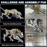 Leopard 3D Metal Puzzle for Adults and Teens, 3D Metal Model Kits, Mechanical Assembly Models, Suitable for Home Office Decor & Gift for Men