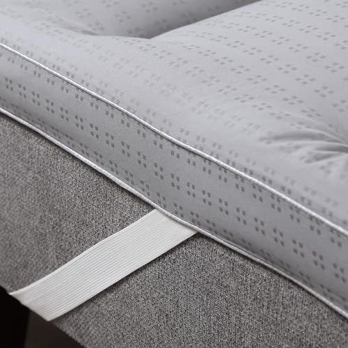 CirclesHome Grey Futon Mattress Toppers with Anti-Slip Anchors - Futon Cover Filled with Plush Down Alternative Fill - Full Size Futon Cover is Soft, Comfortable and Allergy Free (Size: 54 x 75 x 2) CIRCLESHOME