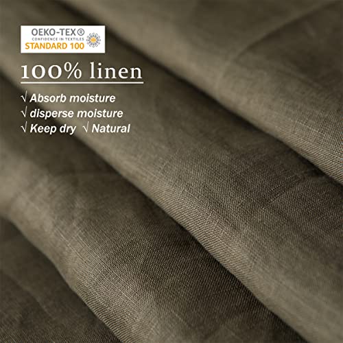 XZ XIFA Olive Green 100% Linen Queen Size Bedding Set, Cooling Duvet Cover with Natural Washed French Flax，Soft,Breathable,Textured,Fluffy Duvet Cover (1 Duvet Cover,2 Pillow Shams) XZ XIFA
